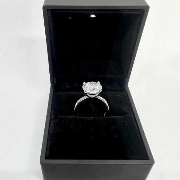 Moissanite Diamond Ring 3 Ct Engagement Wedding Round Solitaire GRA Size 10.5 - Picture 7 of 11